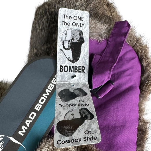 NWT Mad Bomber Women’s Purple Fur Hat. Size Large